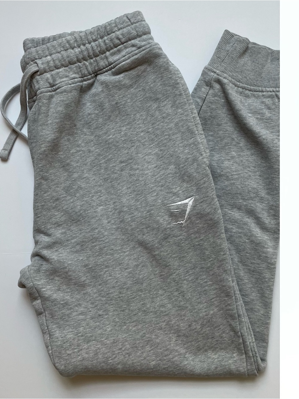 Gymshark Light Gray Fleece Joggers with Embroidered Logo